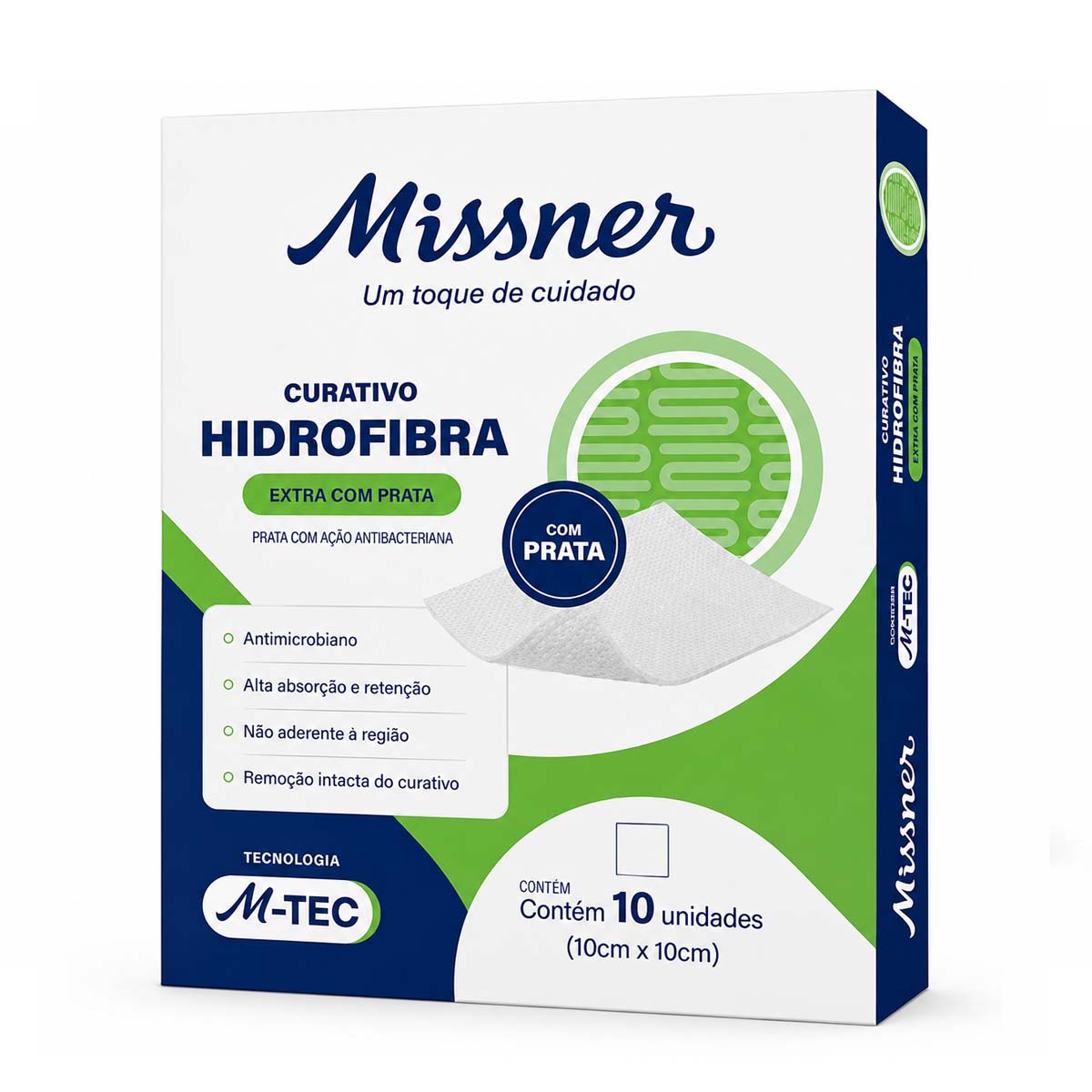 Curativo Hidrofibra Extra com Prata M-TEC 10cmX10cm 1un