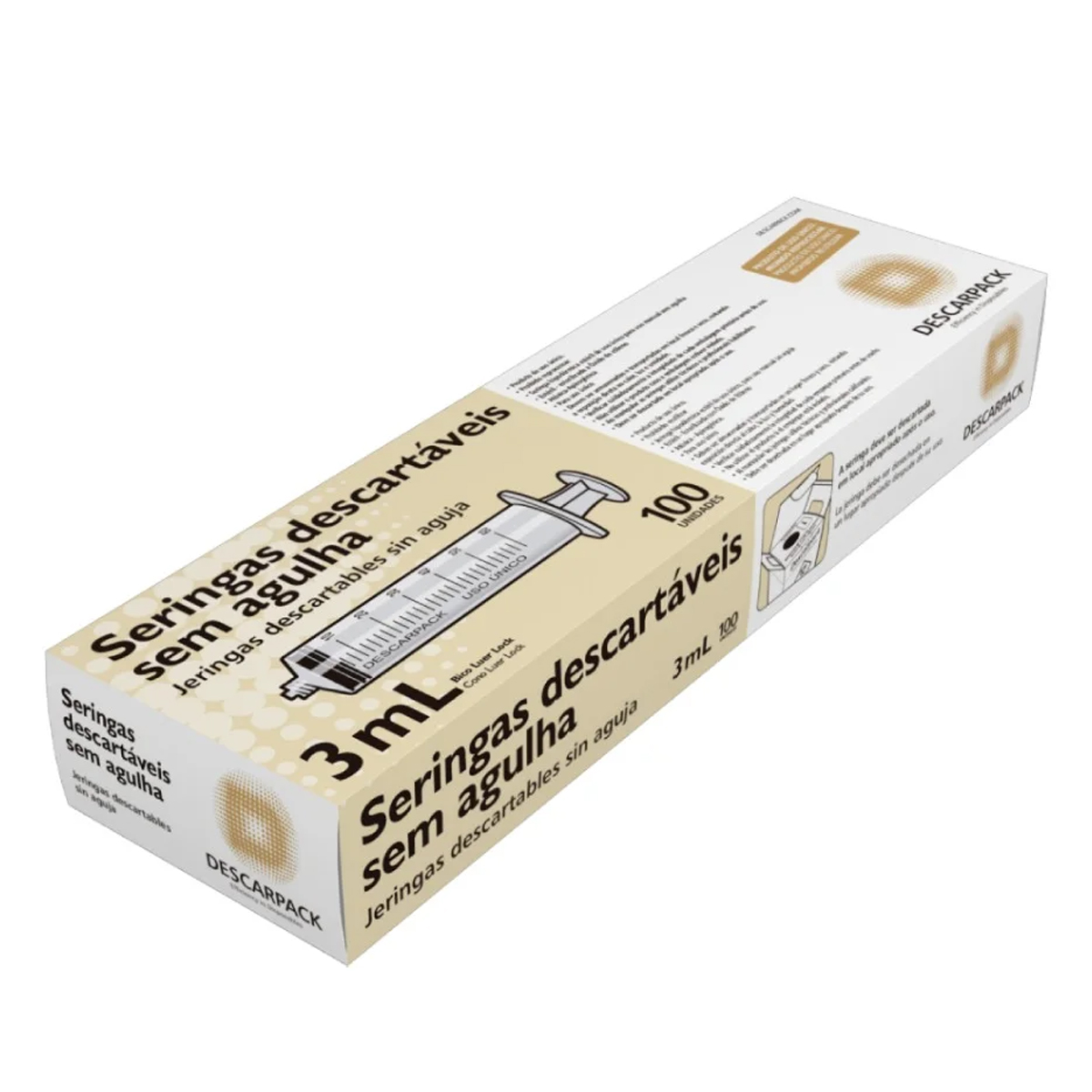 Seringa S/Agulha 3ML Luer Lock Descarpack 100 unidades