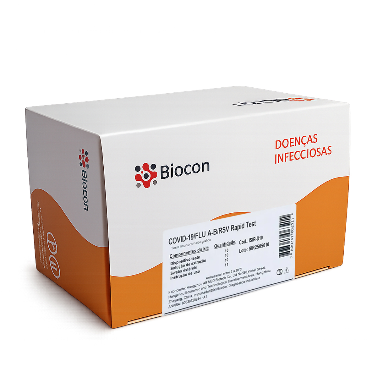Teste Rápido Covid-19 Influenza A/B RSV Biocon Caixa com 10 Testes