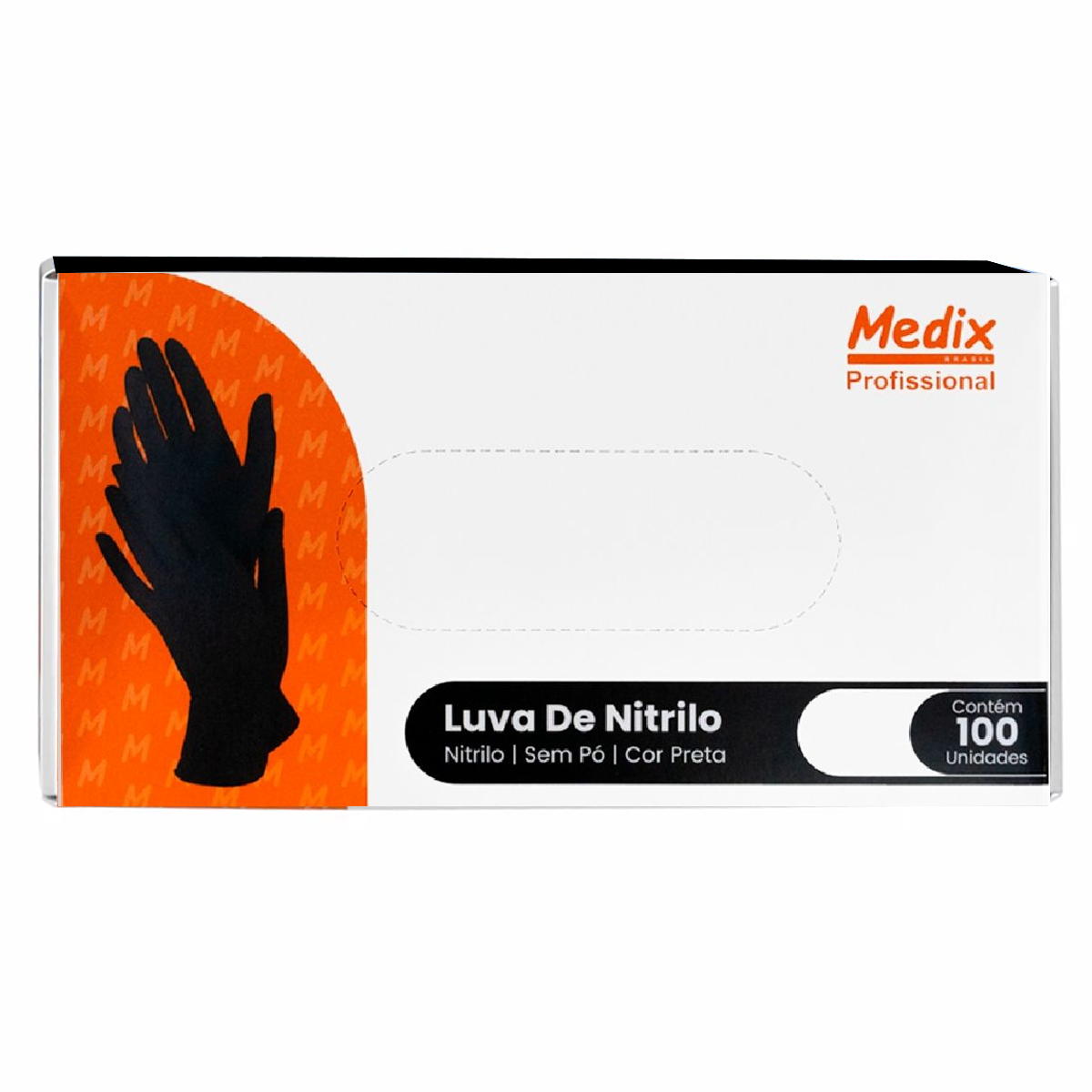 Luva de Nitrilo para Uso Geral Preta Medix 100UN