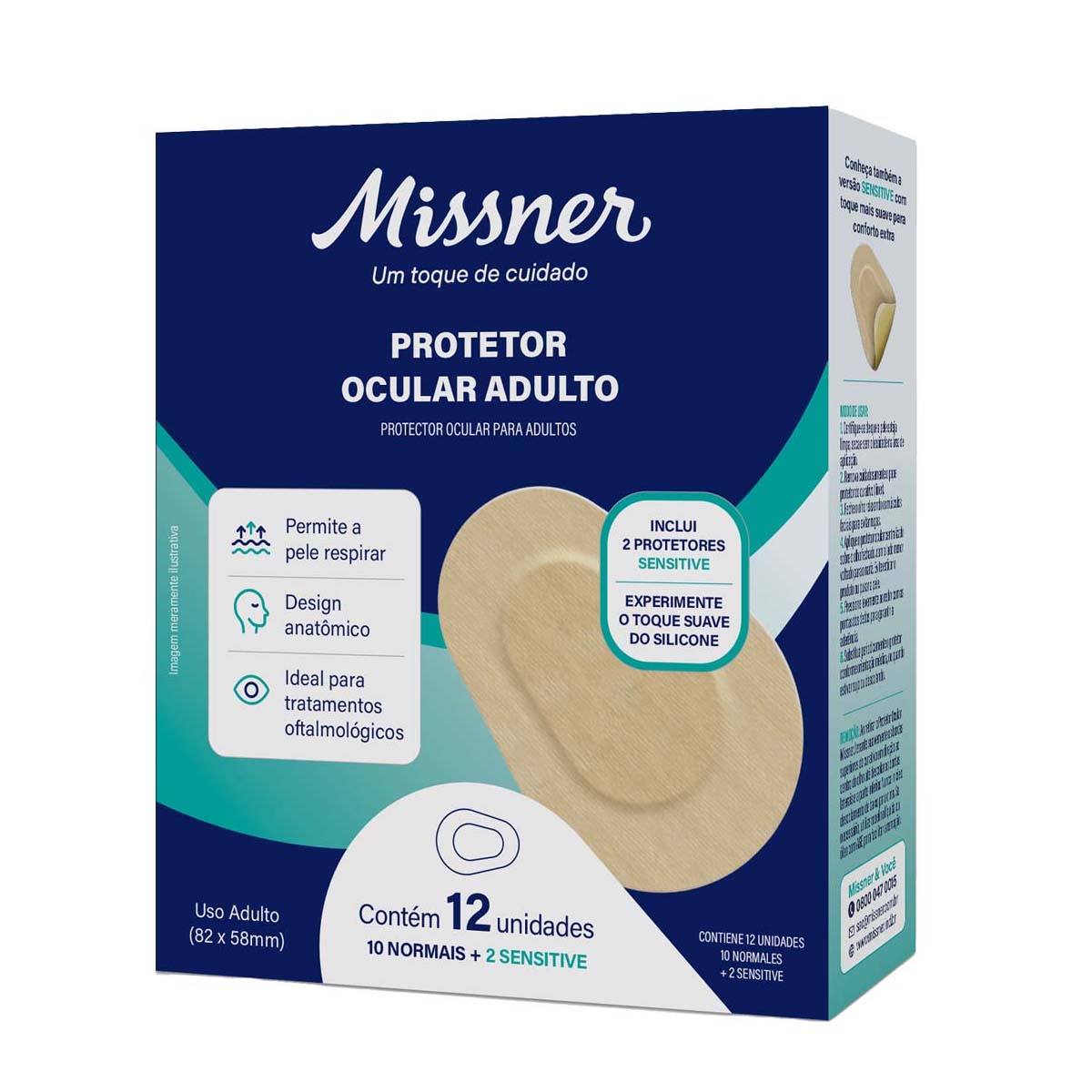Curativo Protetor Ocular Adulto Adesivo Missner 12 Unidades
