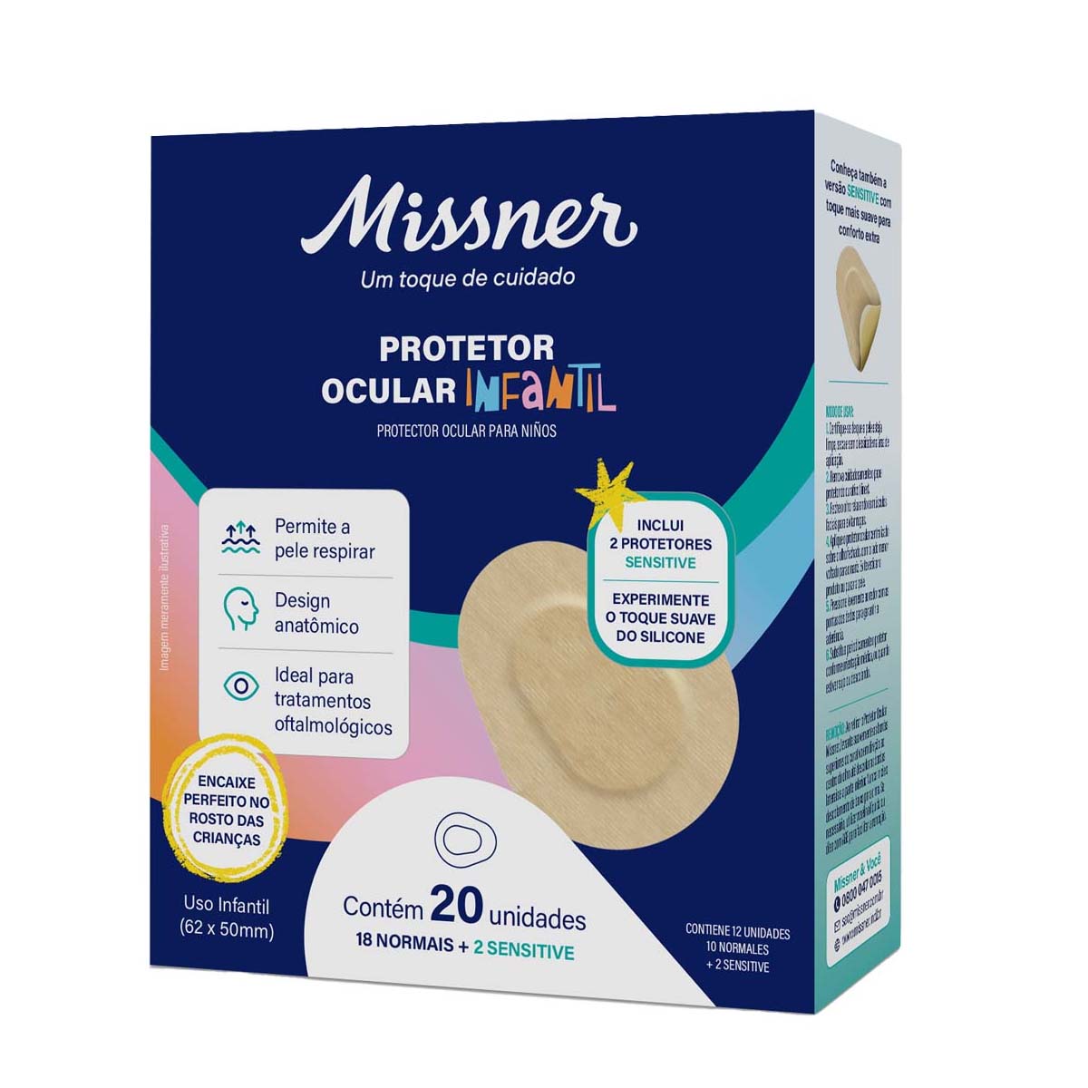 Curativo Protetor Ocular Infantil Adesivo Missner 20 Unidades