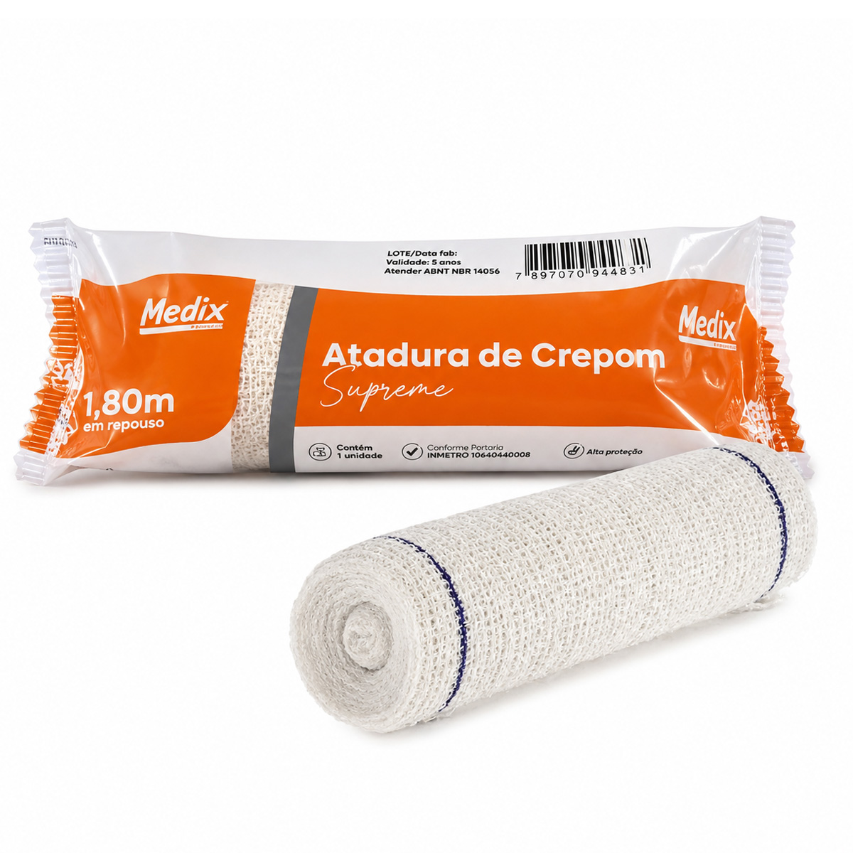 Atadura Crepe 13 Fios 12cm x 1,80m Medix 