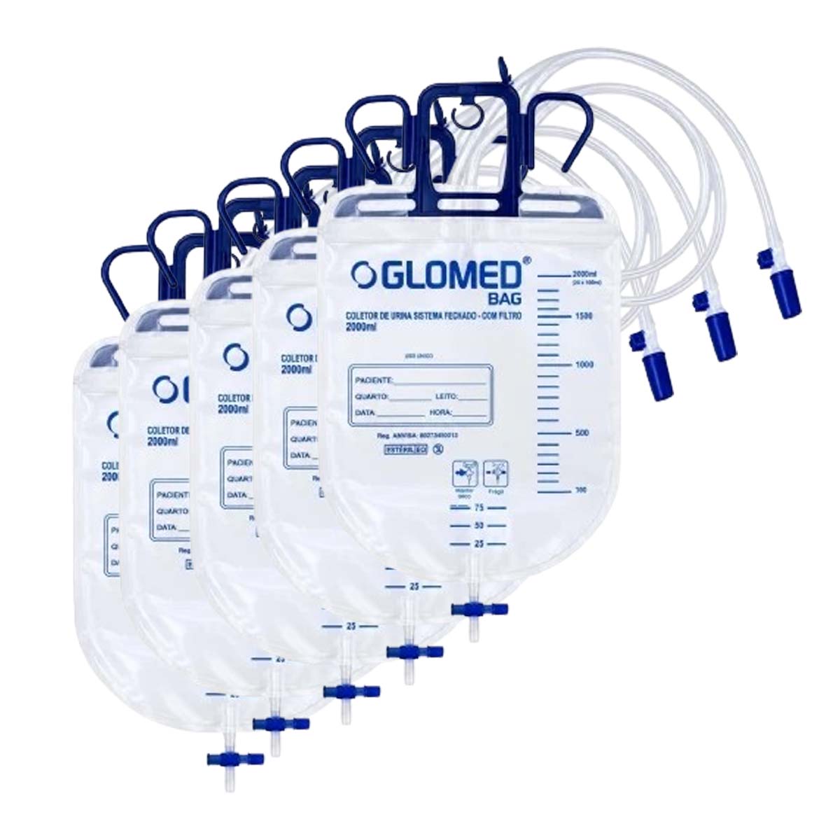 Bolsa Coletor de Urina Sistema Fechado com Filtro 2000mL Glomed 5und