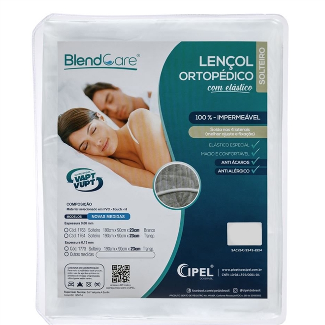 Lençol Impermeável Capa Protetor Com Elástico Solteiro Cipel