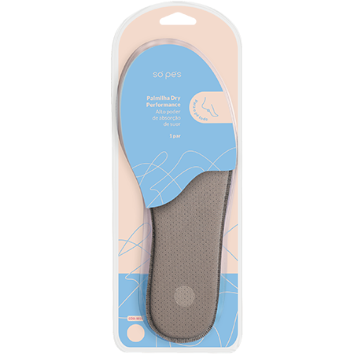 Palmilha de Silicone Só Pés Dry Performance 1 Par Anti Odor
