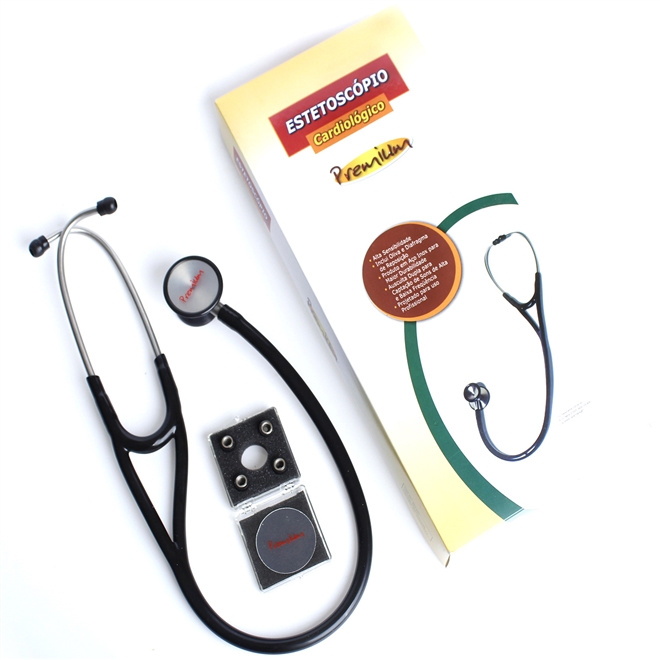 Estetoscópio Cardiológico Profissional Premium Preto