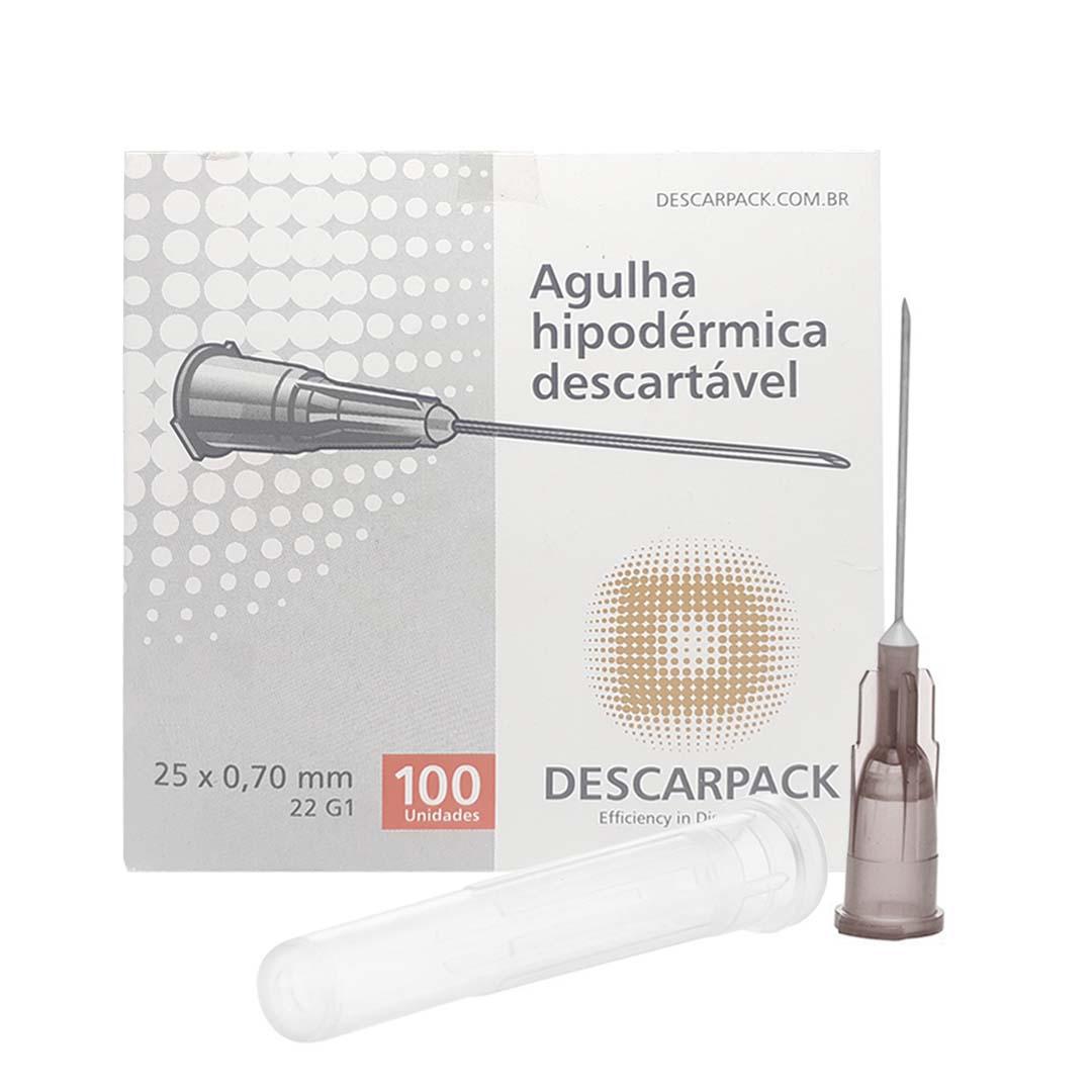 Agulha Hipodérmica Descartável Descarpack 25x0,70mm 100un