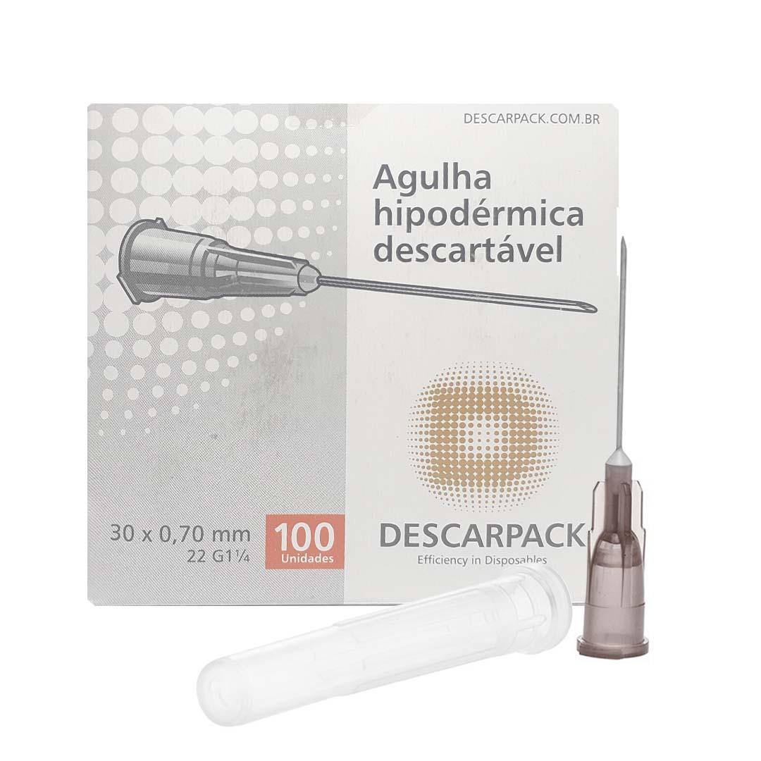 Agulha Hipodérmica Descartável Descarpack 30x0,70mm 100un