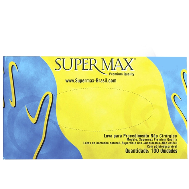 Luva Látex de Procedimento Não Cirúrgico Supermax 100UN