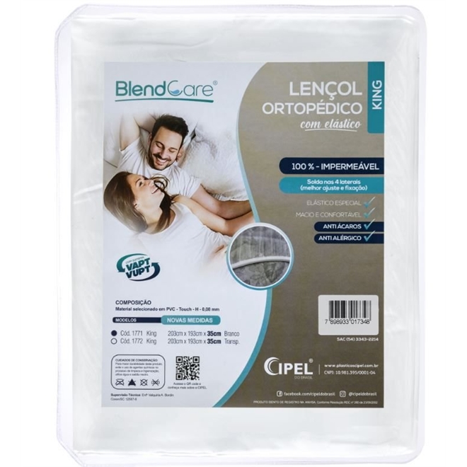 Lençol Impermeável Capa Protetor Com Elástico King Cipel