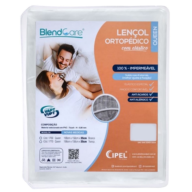 Lençol Impermeável Capa Protetor Com Elástico Queen Cipel