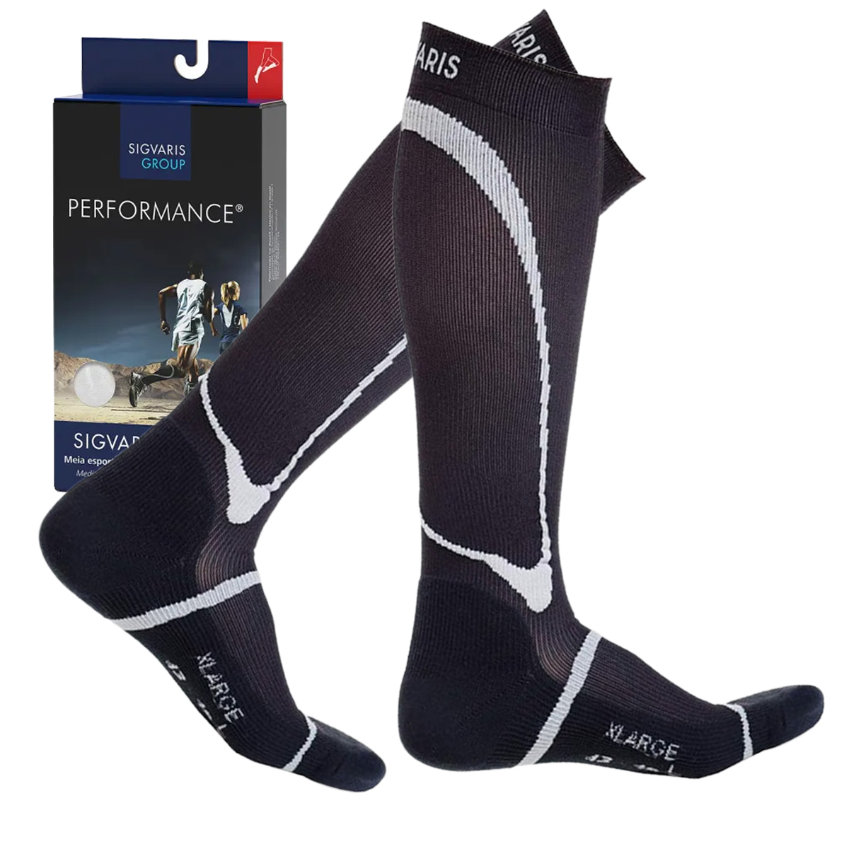 Meia Sigvaris Performance 20-30mmhg Panturrilha Ponteira Fechada Preto