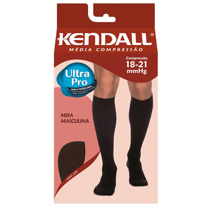 Meia Kendall 18-21 mmHg Meia Masculina Preta Tam M 1802