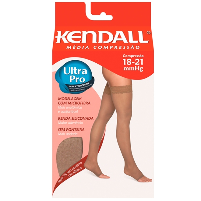 Meia Kendall 18-21 mmHg Meia Longa 7/8 Sem Ponteira Mel Tam M 1712