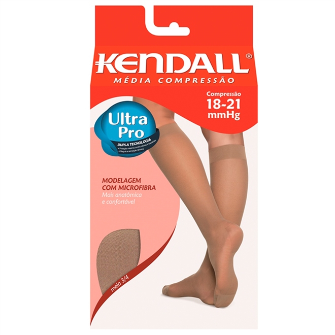Meia Kendall 18-21 mmHg Meia Curta 3/4 Com Ponteira Mel Tam GG 1671