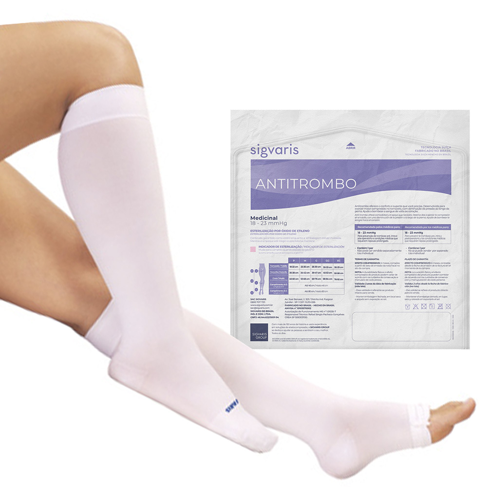 Meia Sigvaris Antitrombo 18-23mmhg Panturrilha Branca