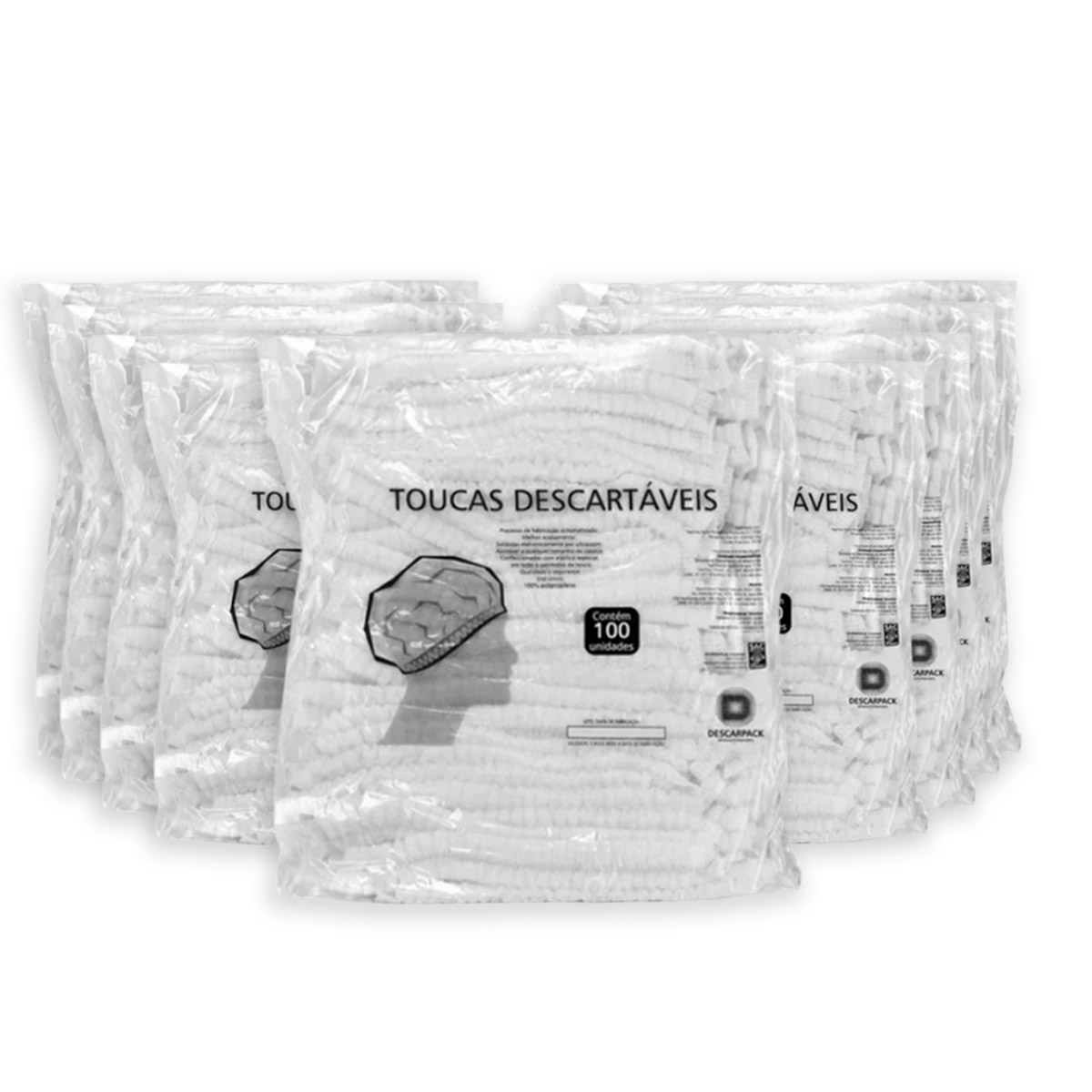 Touca Descartável Descarpack 100un 10 Pacotes 