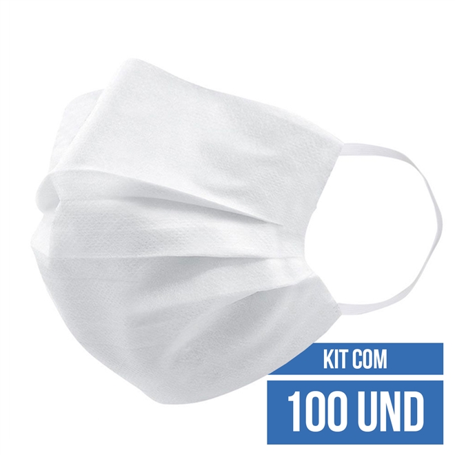 Máscara Descartável Tripla Com Clip Nasal 100 Unidades