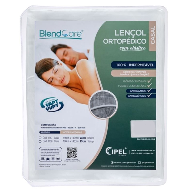 Lençol Impermeável Capa Protetor Com Elástico Casal Cipel