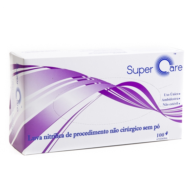 Luva Nitrílica de Procedimento Não Cirúrgico SuperCare 100UN Violeta 