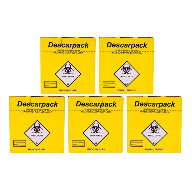 Coletor Para Material Perfurocortante Descarpack 3 Litros 5 unidades