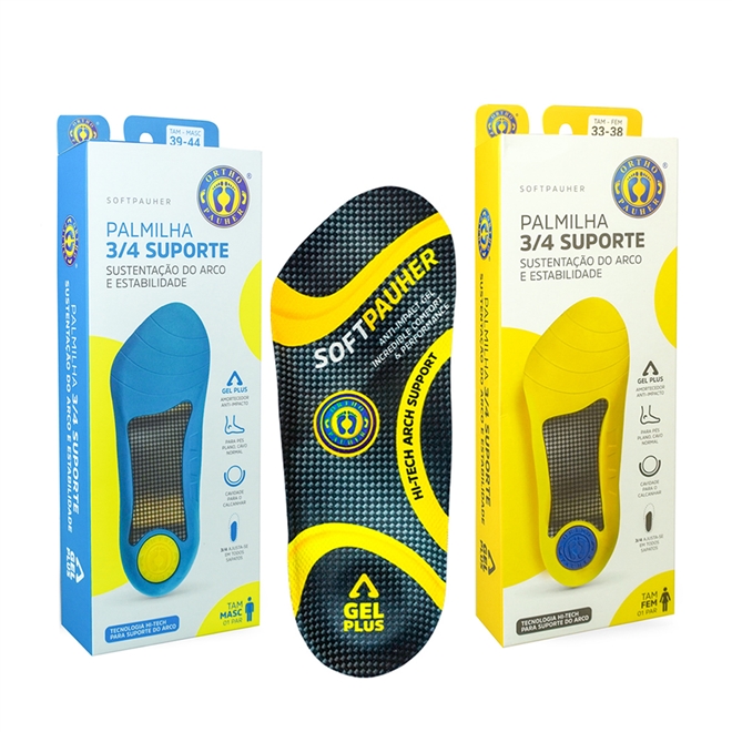 Palmilha 3/4 Ortopedica Suporte SoftPauher Ortho Pauher