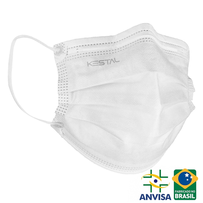 Máscara Descartável Tripla Clip Nasal Kestal Branca 50un