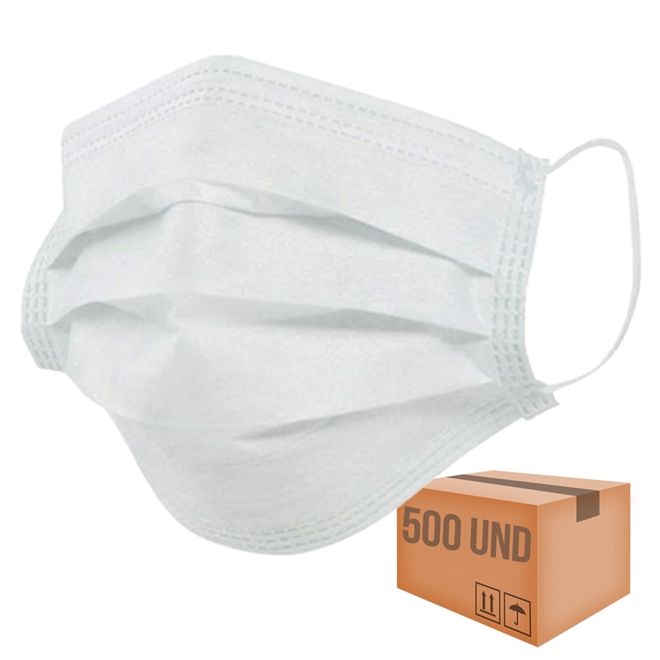 Máscara Descartável Tripla Clip Nasal SPK Branca 500un