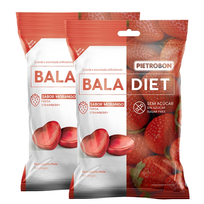 Bala Diet Sabor Morango 250g