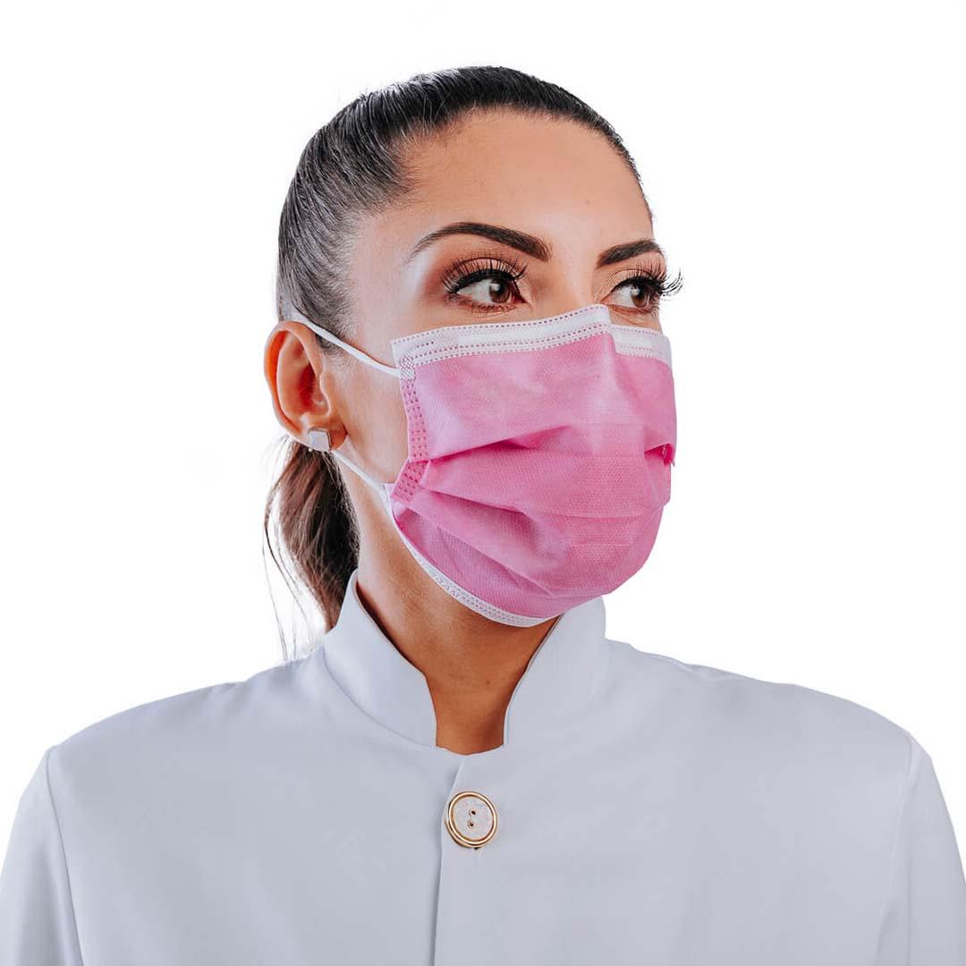 Máscara Descartável Tripla Clip Nasal SPK Pink 50un