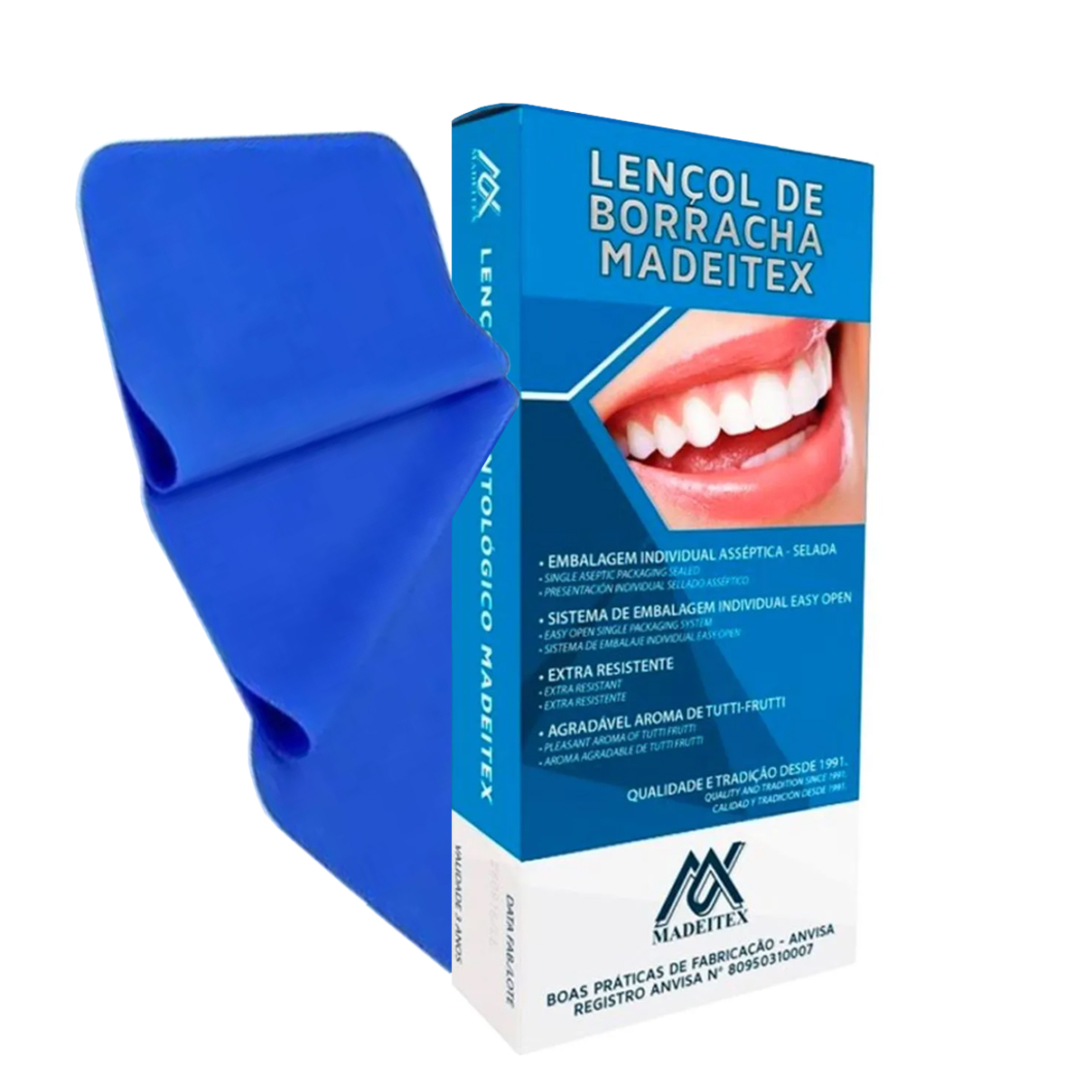 Lençol de Borracha Odontológico Azul com 26un Madeitex