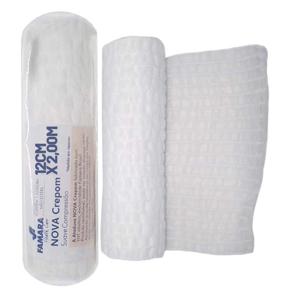Atadura Nova Crepom 12CM X 2,00M Branca - Famara
