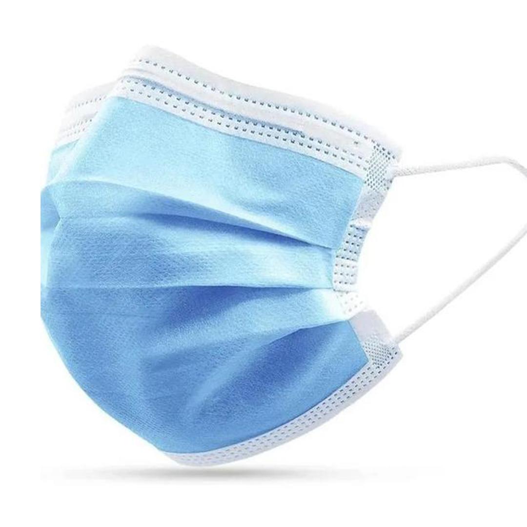 Máscara Descartável Tripla Camada Clip Nasal Bioland Azul 50un