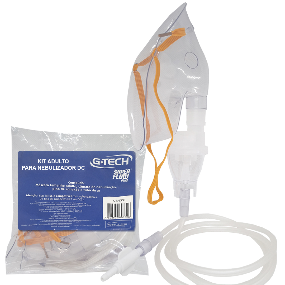 Kit para Nebulizador e Inalador Adulto Compact DC G-Tech