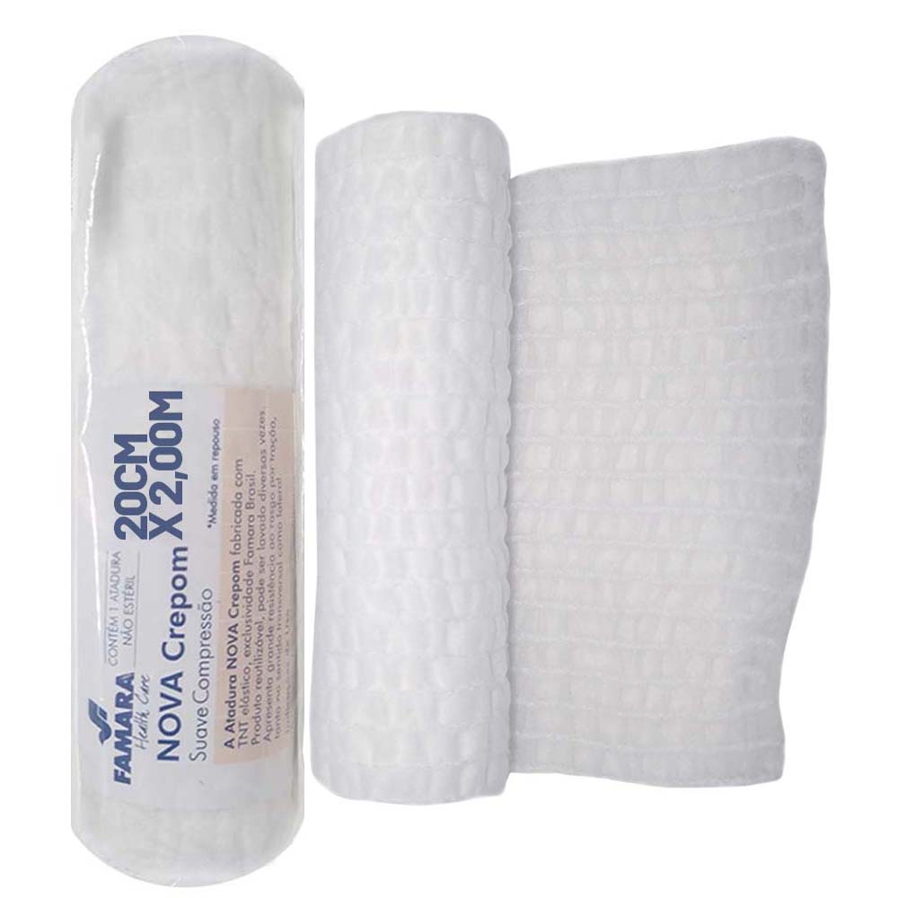 Atadura Nova Crepom 20CM X 2,00M Branca - Famara