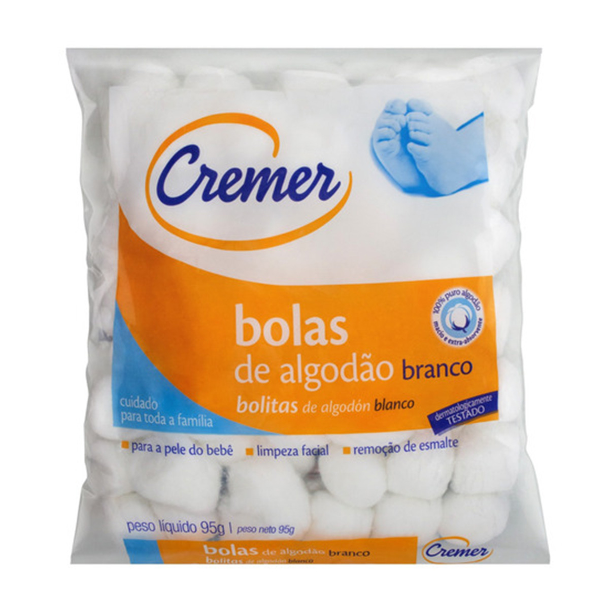 Algodão Bolas Hidrófilo 95g Cremer