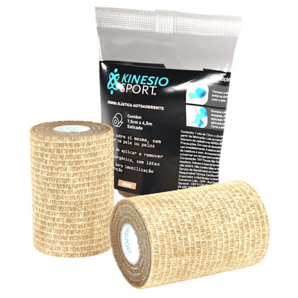 Atadura Elastica Autoaderente KinesioSport 7,5cm x 4,5m Bege