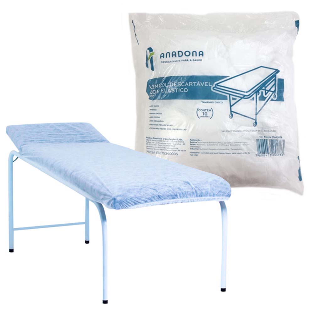 Lençol Descartável com Elástico Branco Anadona 10und