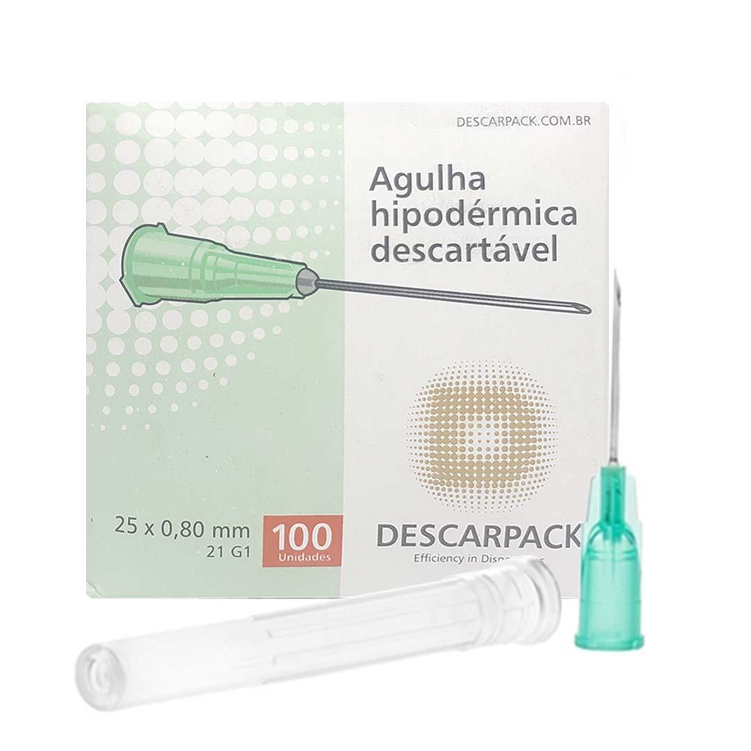 Agulha Hipodérmica Descartável Descarpack 25x0,80mm 100un
