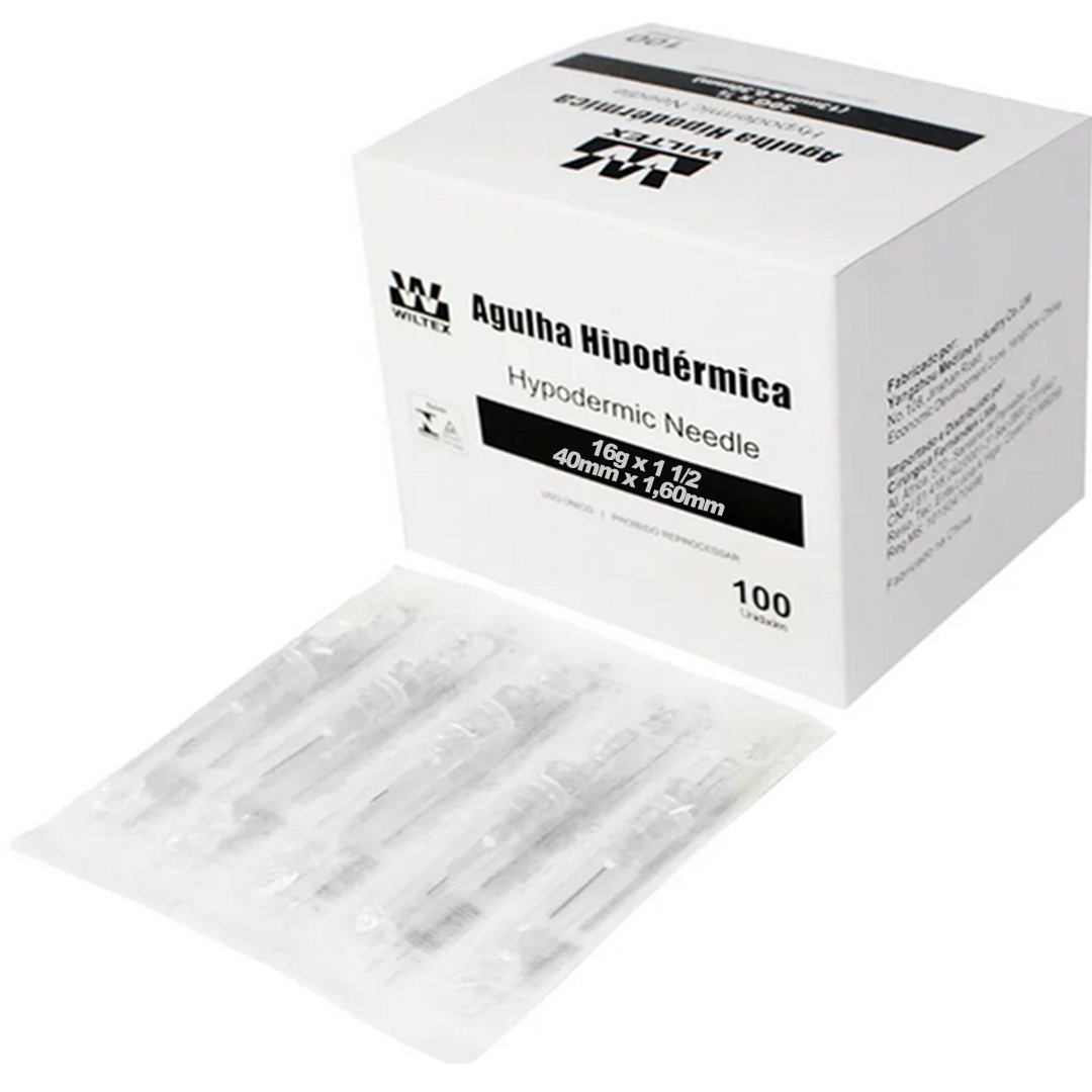 Agulha Hipodérmica Descartável Wiltex 40x1,60mm 100un