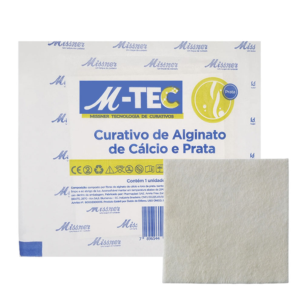 Curativo de Alginato de Cálcio e Prata M-TEC 10cmX10cm 1und