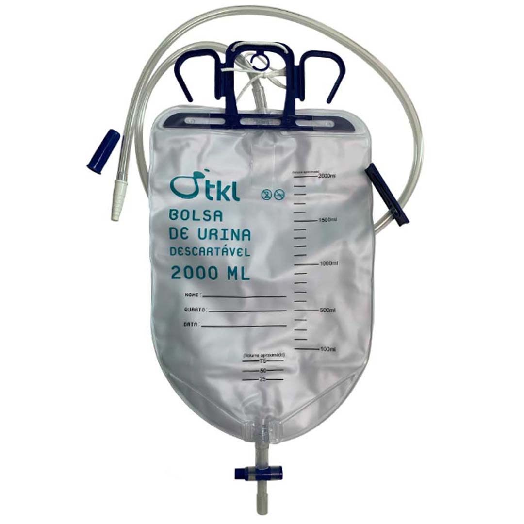 Bolsa Coletor Urina SF 2L Sem Filtro Sem Ponto Coleta Com Valvula Anti Refluxo