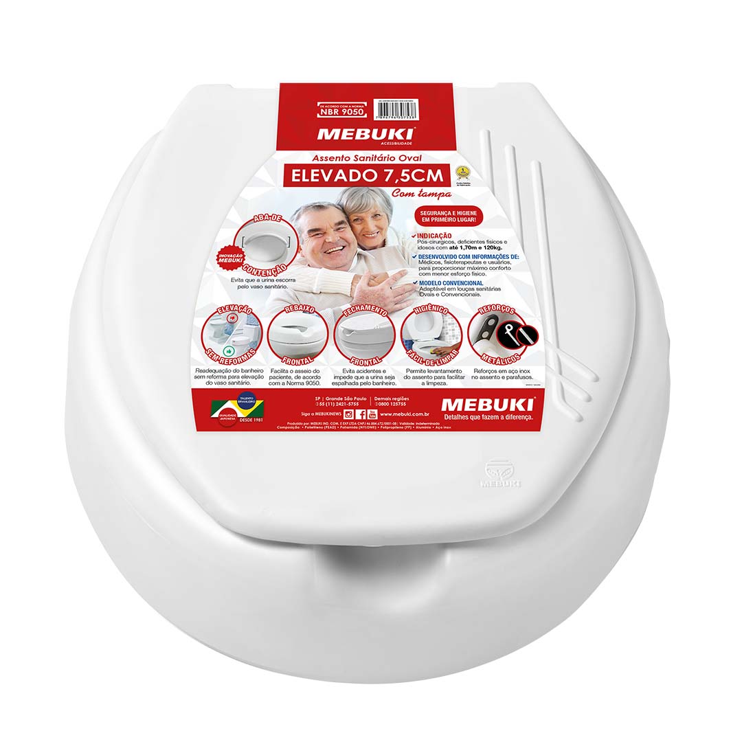 Assento Sanitário Elevado 7,5 CM Com Tampa Mebuki
