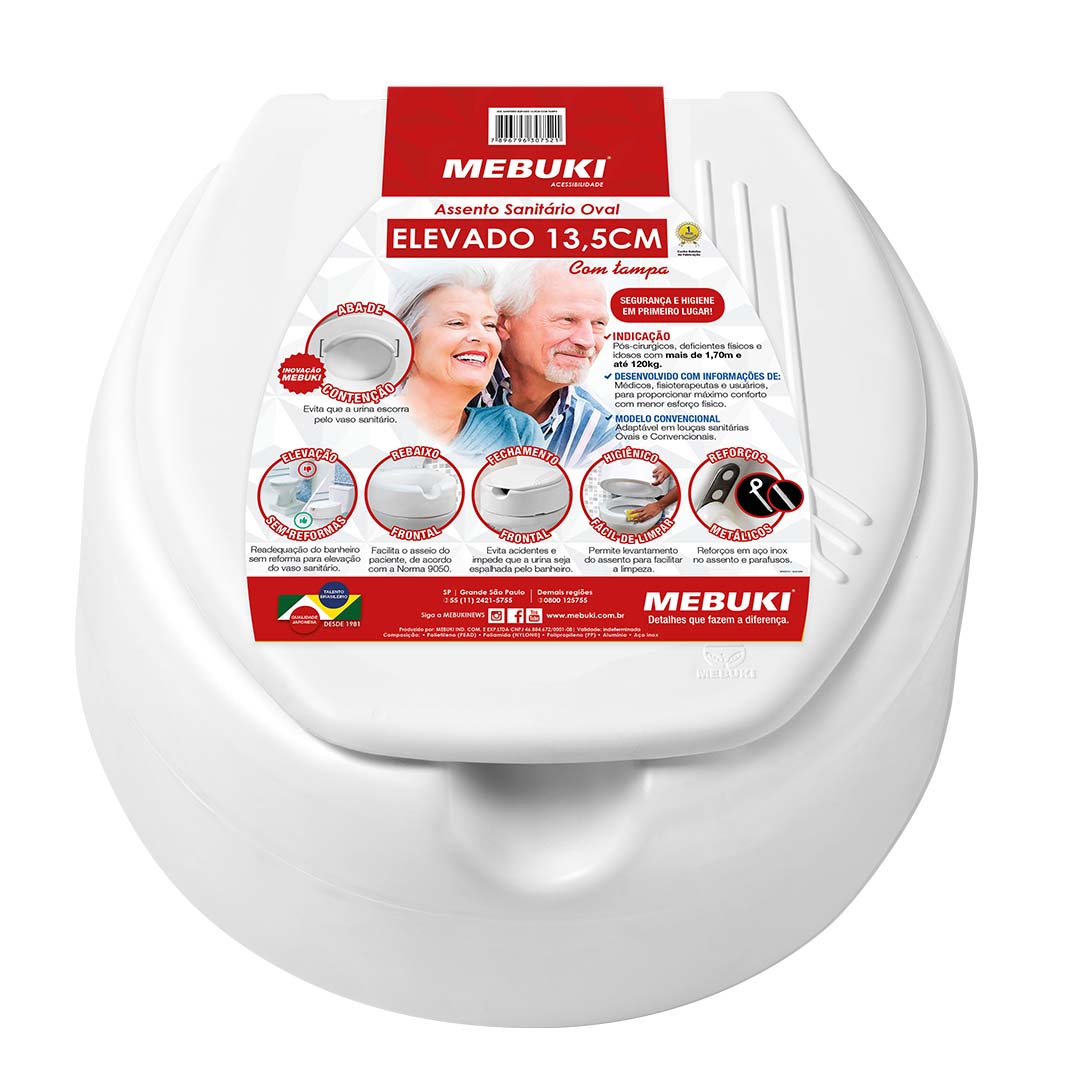 Assento Sanitário Elevado 13,5 CM Com Tampa Mebuki