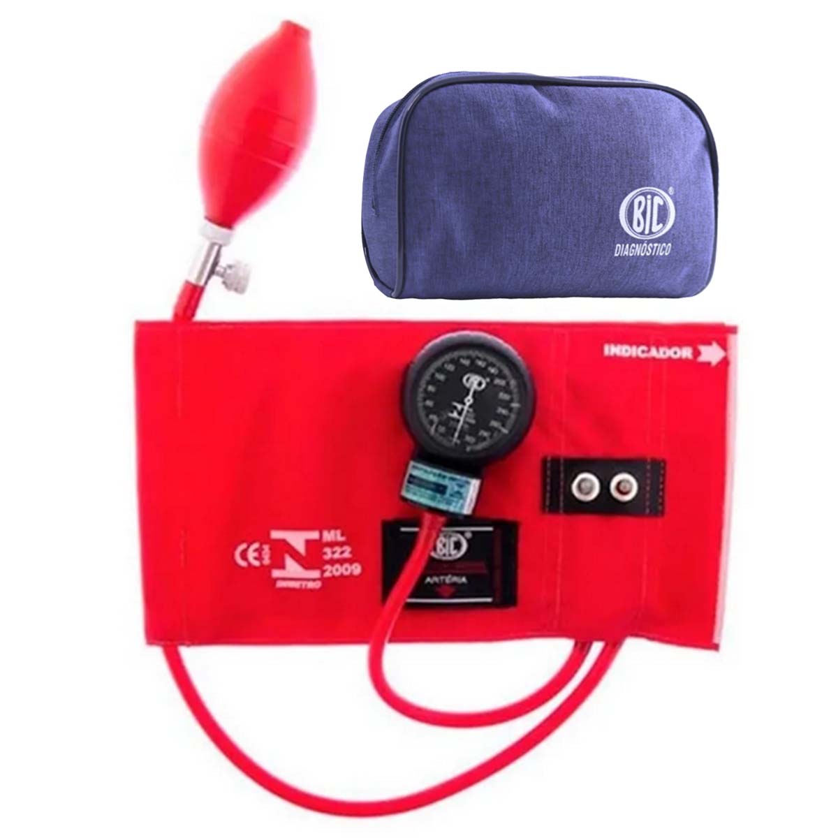 Esfigmomanometro BIC Adulto NY Fecho Metal Vermelho