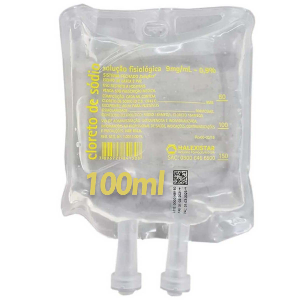 Soro Fisiologico De Sódio 0,9% Bolsa 100ML Halexistar