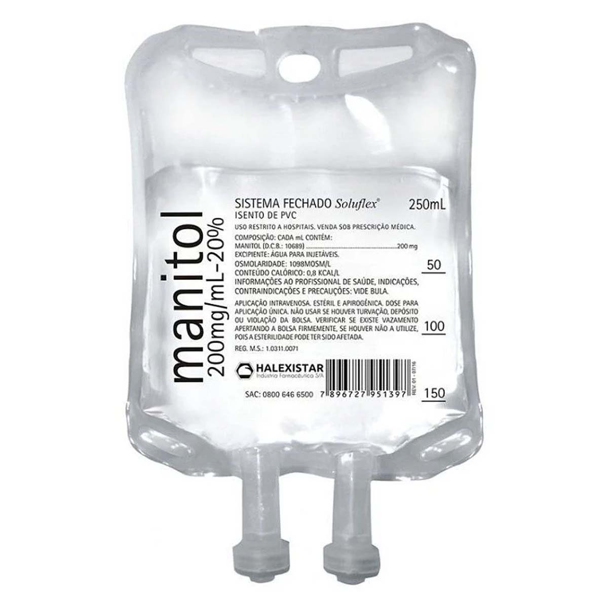 Solução de Manitol 20% Bolsa 250ML Halexistar