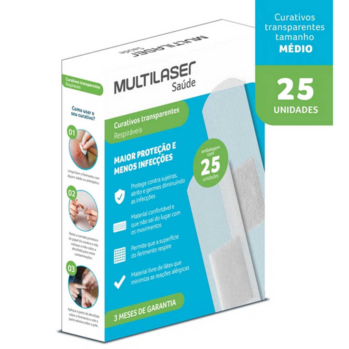 Curativo Transparente Caixa 25 unidades Multilaser