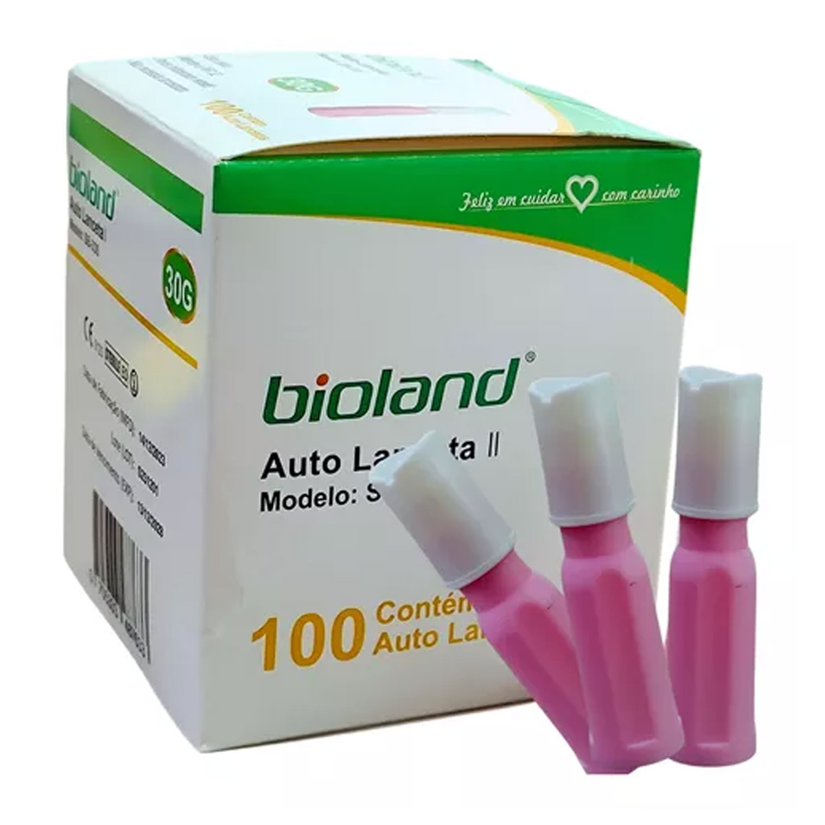 Auto Lanceta Automática e Retratil 30G Modelo SB330 Bioland 100 Lancetas